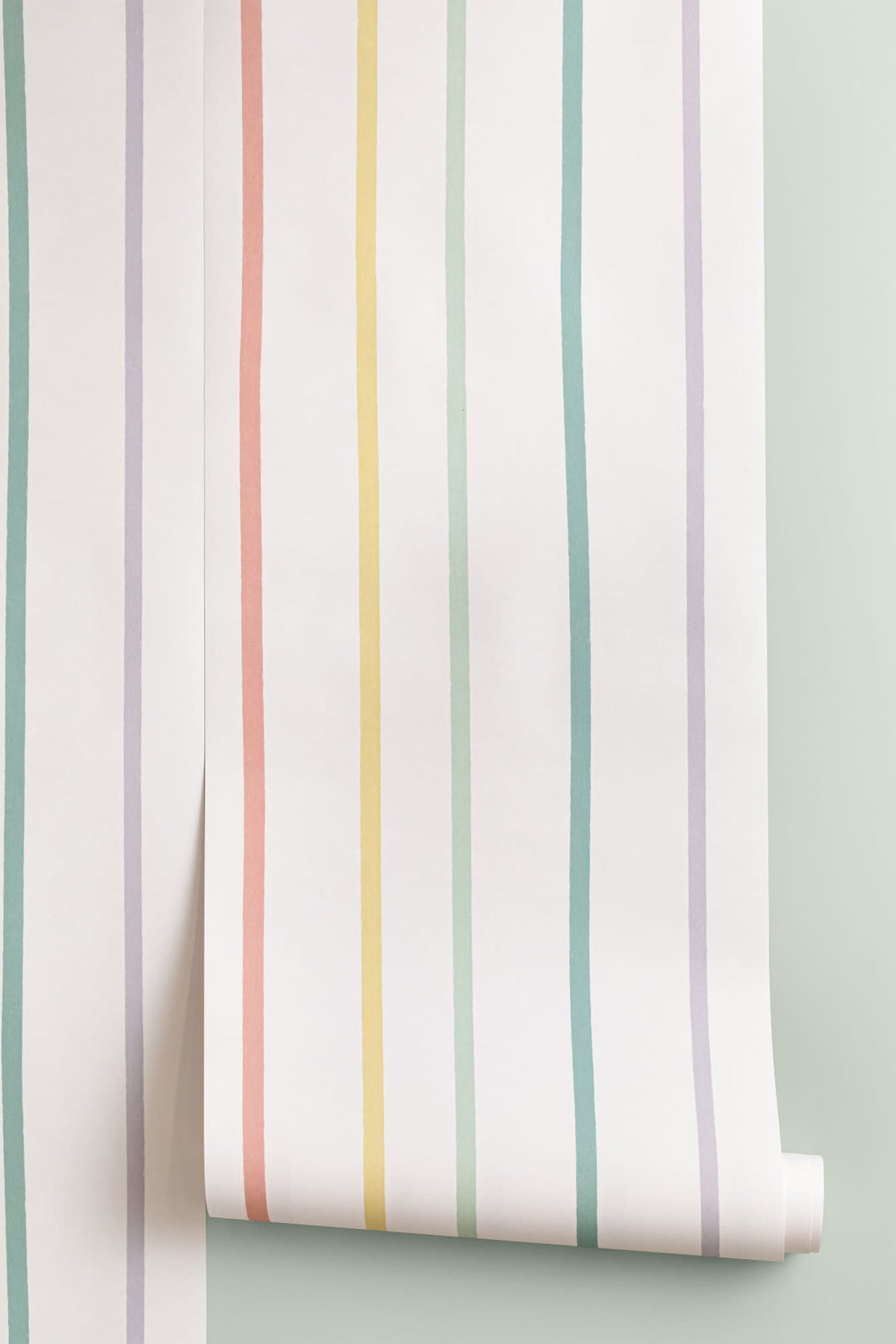 Roll of The Ribbon Lane wallpaper in sorbet pastel, another angle