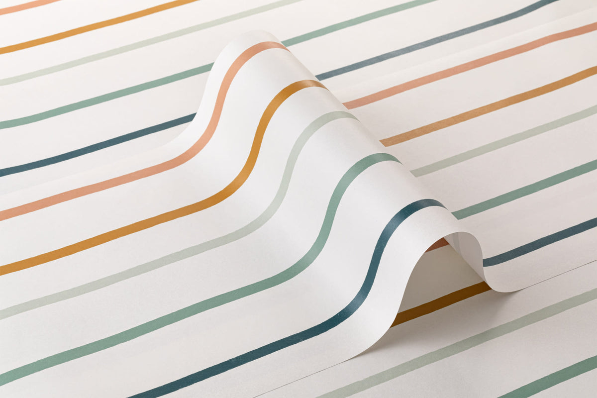 Roll of The Ribbon Lane wallpaper in spice and teal