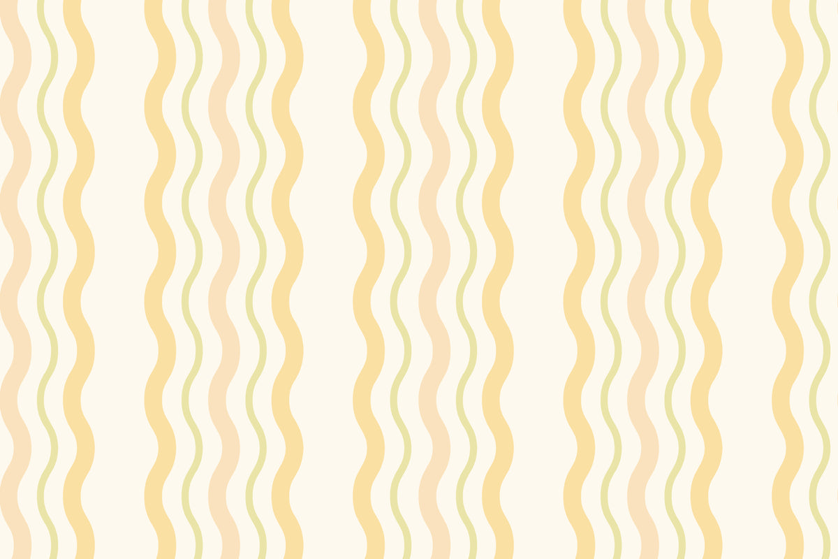 Flat pattern view of The Ripple Trim wallpaper in buttercup yellow, showing the rippling stripes