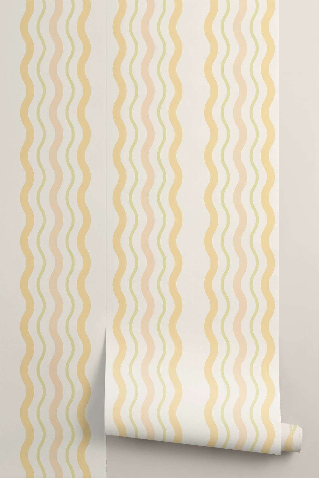 Roll of The Ripple Trim wallpaper in buttercup yellow