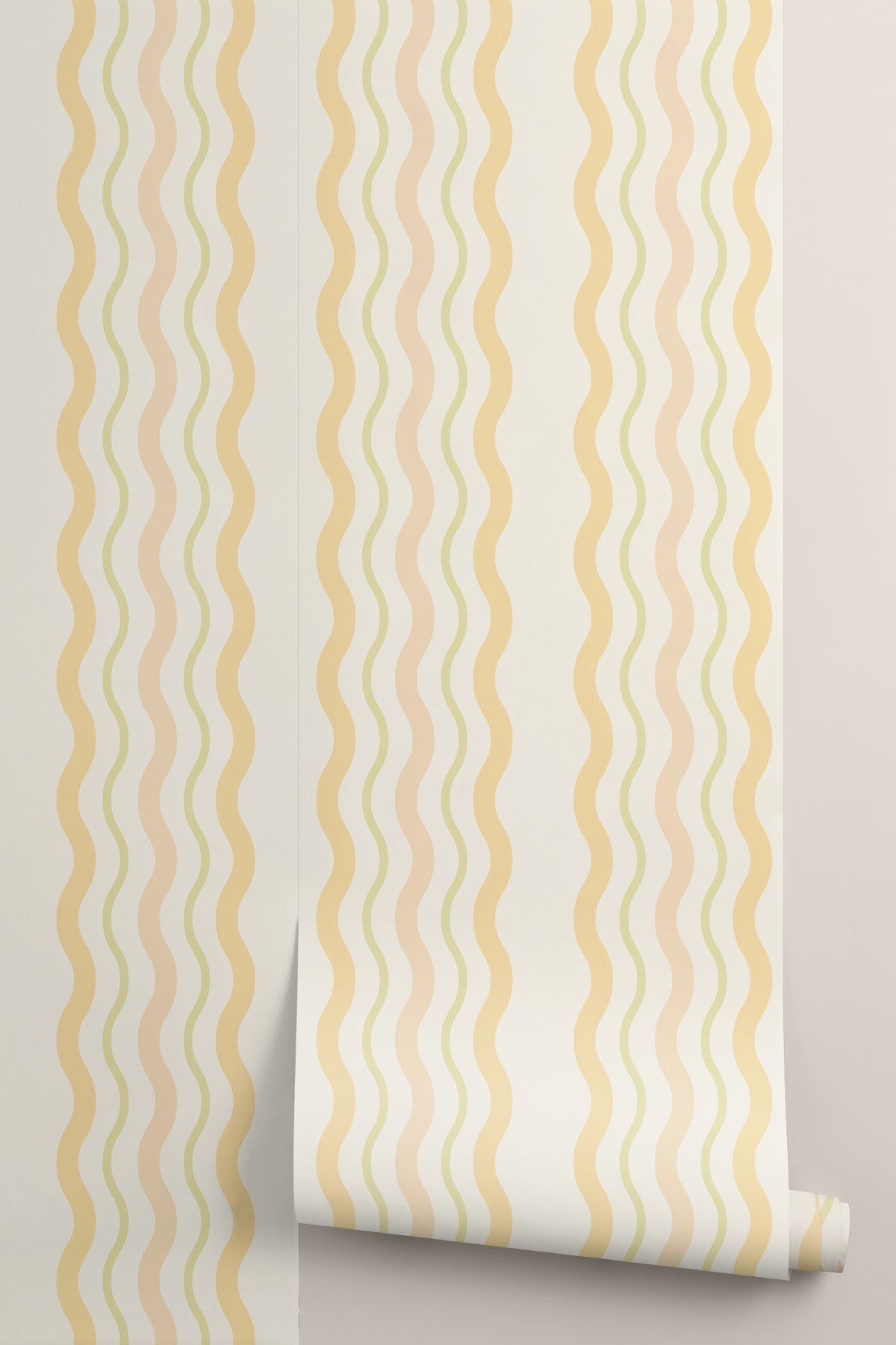Roll of The Ripple Trim wallpaper in buttercup yellow