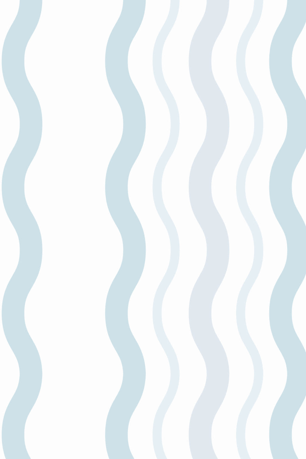 Close-up of The Ripple Trim wallpaper in sky blue showing the rippling stripes in detail