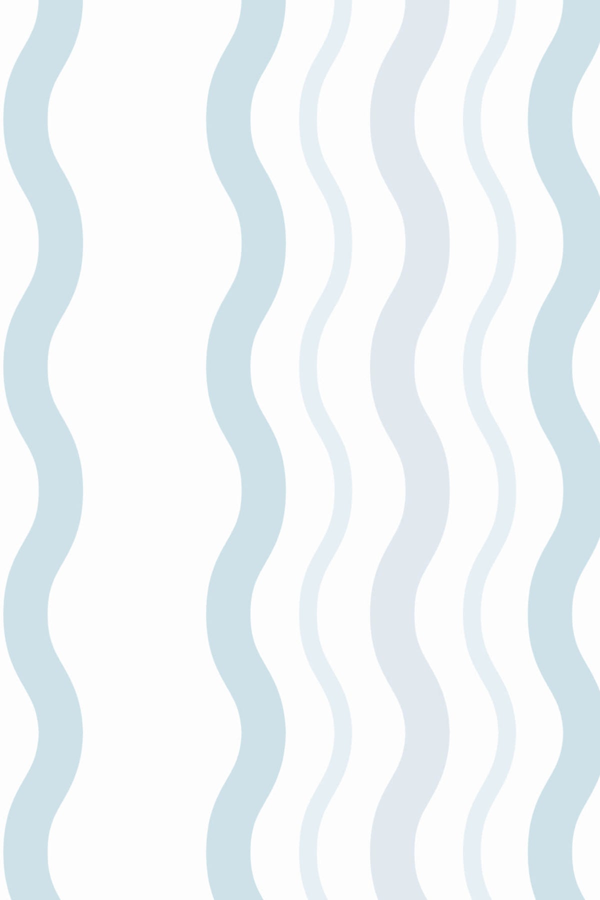 Close-up of The Ripple Trim wallpaper in sky blue showing the rippling stripes in detail