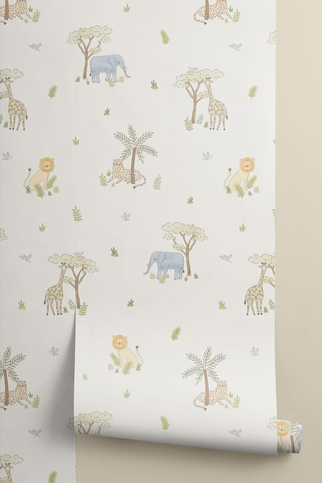 Roll of The Savanna Parade wallpaper in pastel neutral, another angle