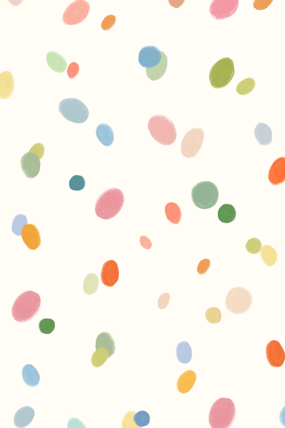 Close-up of The Sherbet Confetti wallpaper in pastel multi showing the hand-drawn pastel spots in detail
