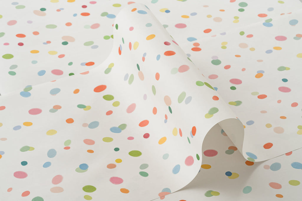 Roll of The Sherbet Confetti wallpaper in pastel multi