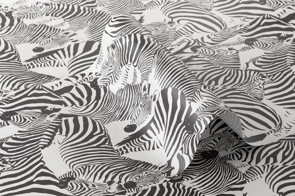 Roll of The Striped Herd wallpaper in black and white