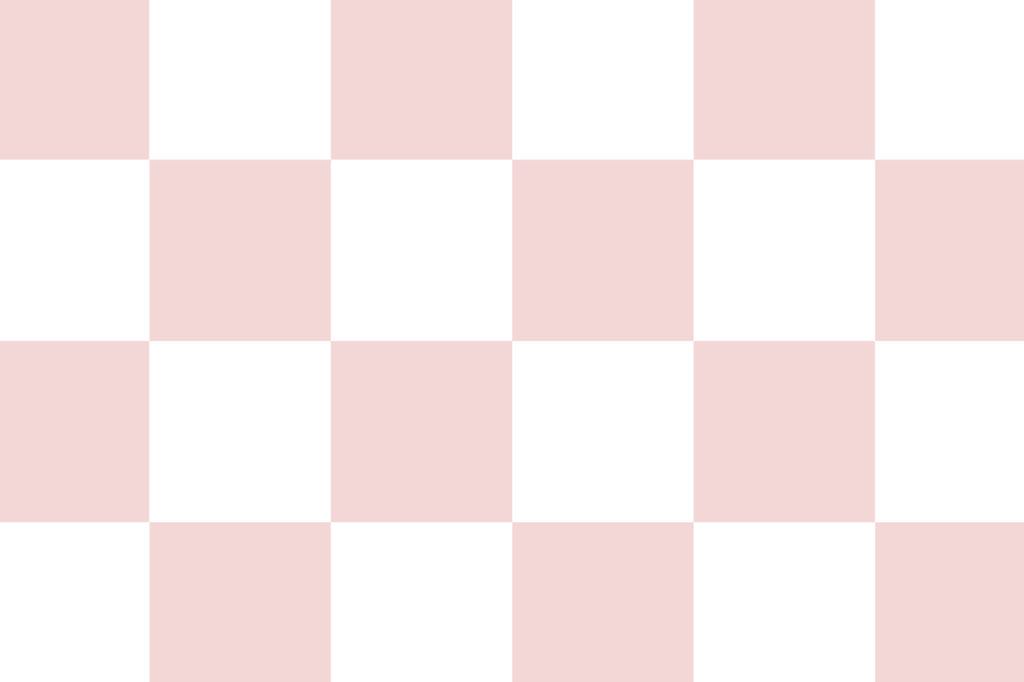 Flat pattern view of The Sugar Check wallpaper in candy pink and white, showing the chequerboard squares