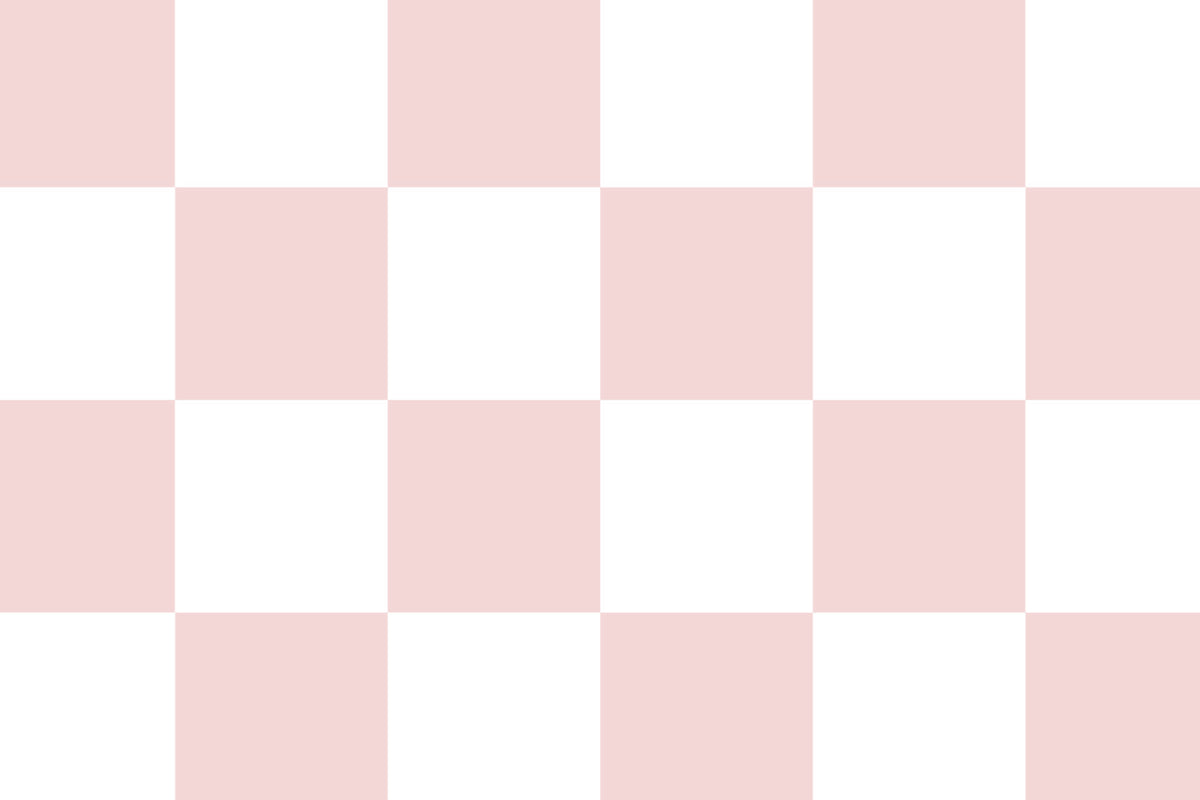 Flat pattern view of The Sugar Check wallpaper in candy pink and white, showing the chequerboard squares