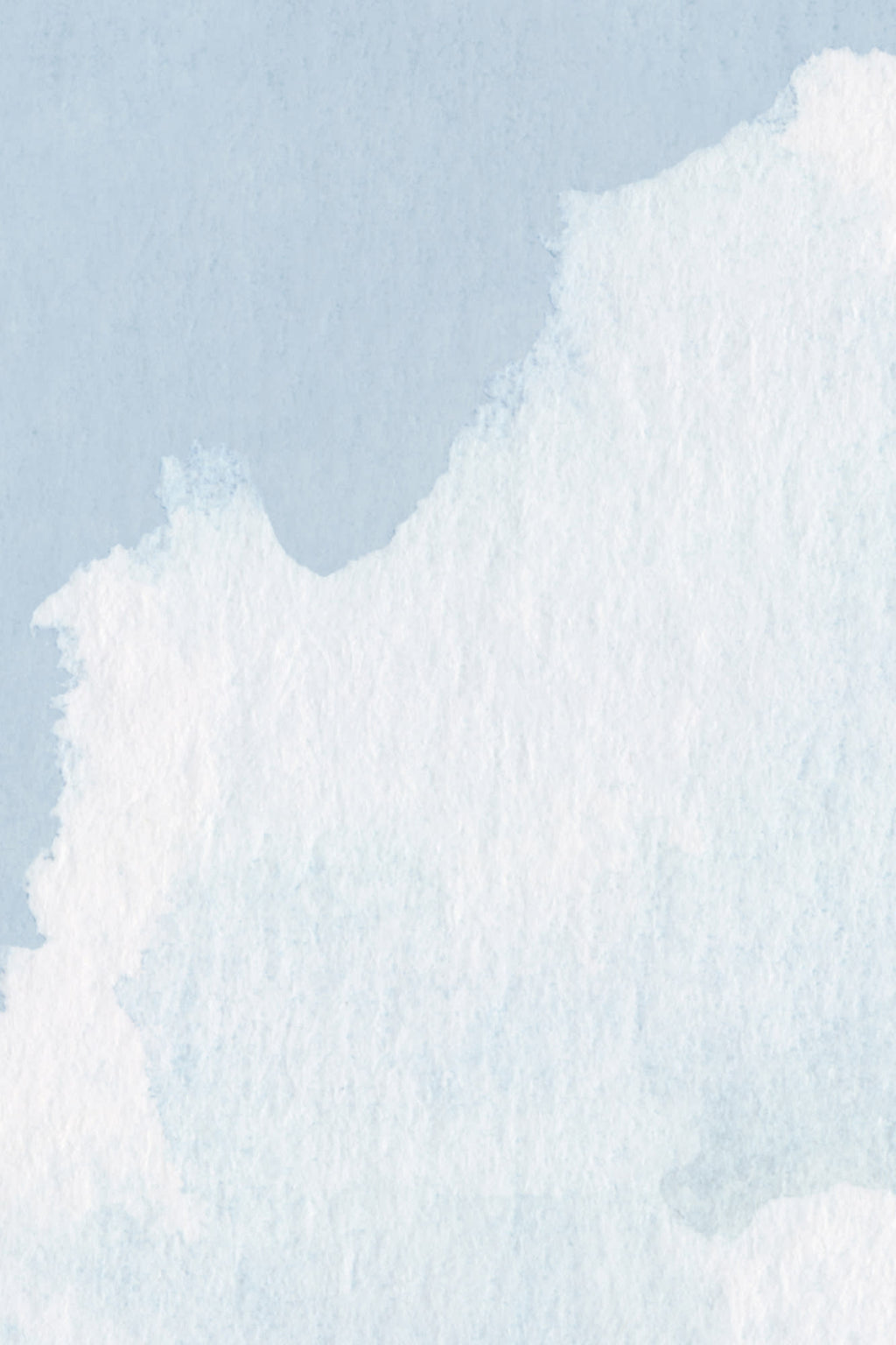 Close-up of The Summer Cloudscape mural in pastel sky blue showing the billowing watercolour clouds in detail