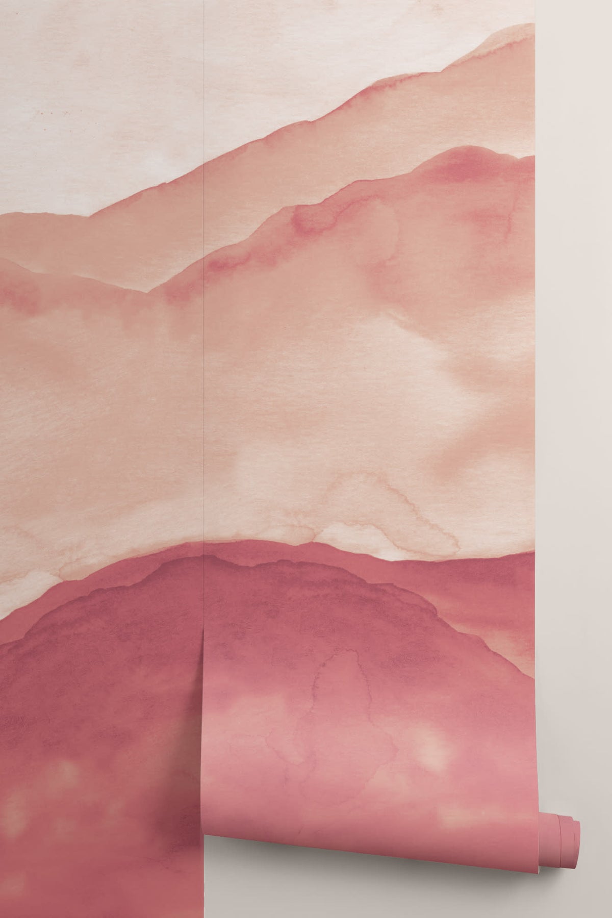 Rolled panel of The Sunset Escarpment mural in burnt orange