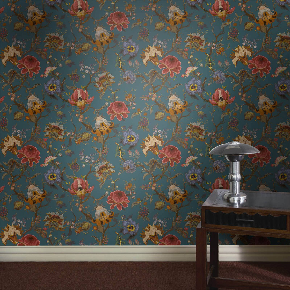 The Temple Wash | Petrol Blue Luxe — hung-wall roomshot