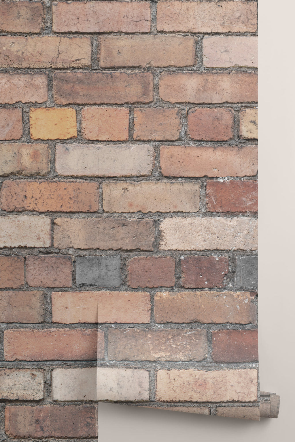 Rolled panel of The Terrace Brickwork mural in umber brown