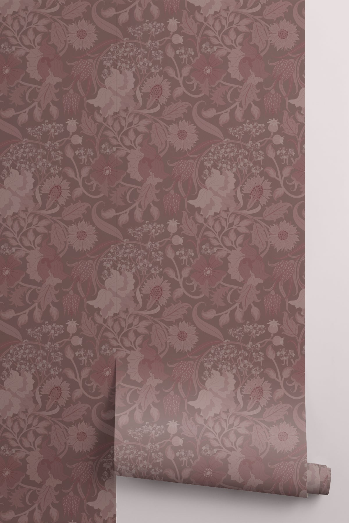 Roll of The Thistle Manor wallpaper in mulberry plum