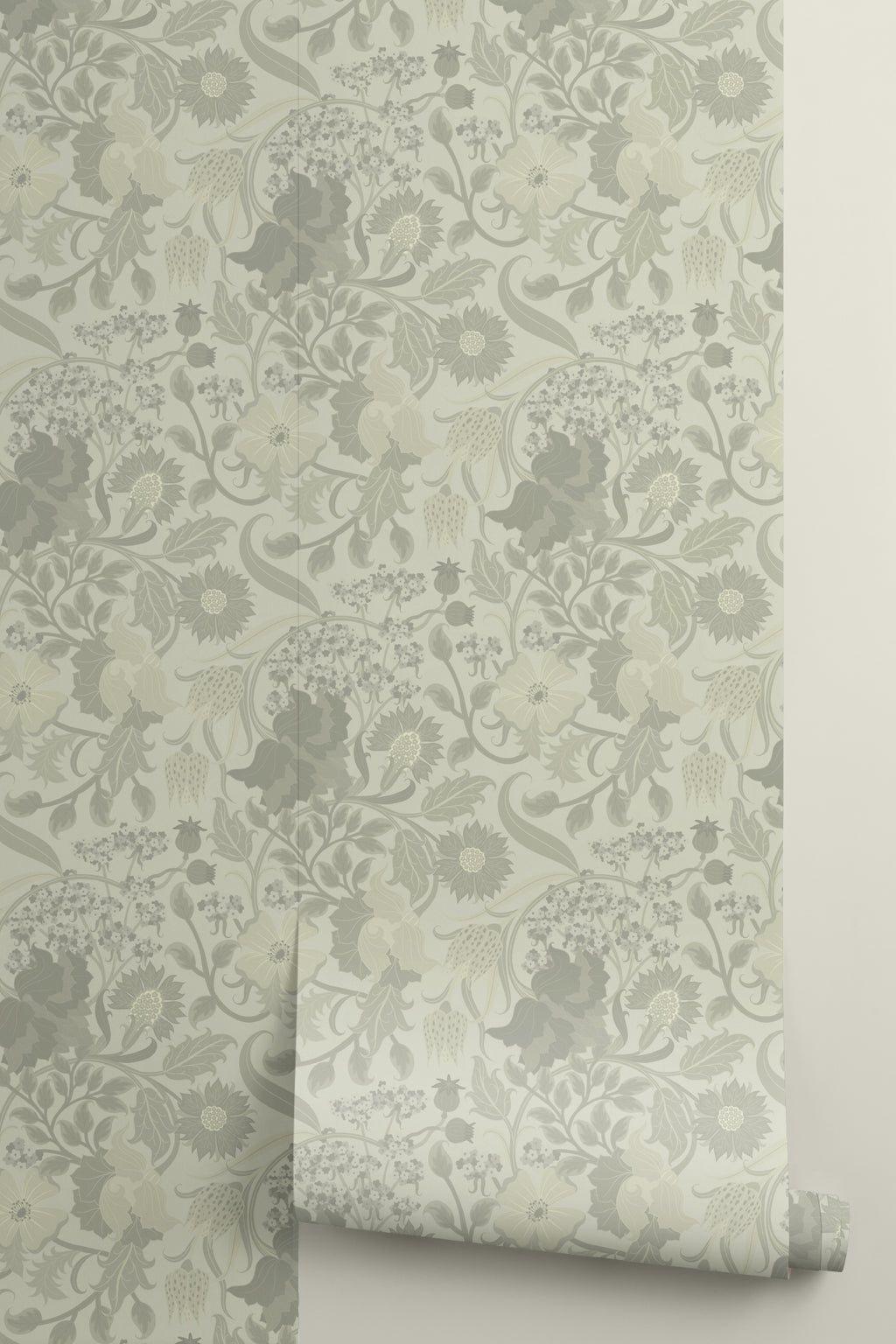 Roll of The Thistle Manor wallpaper in sage green