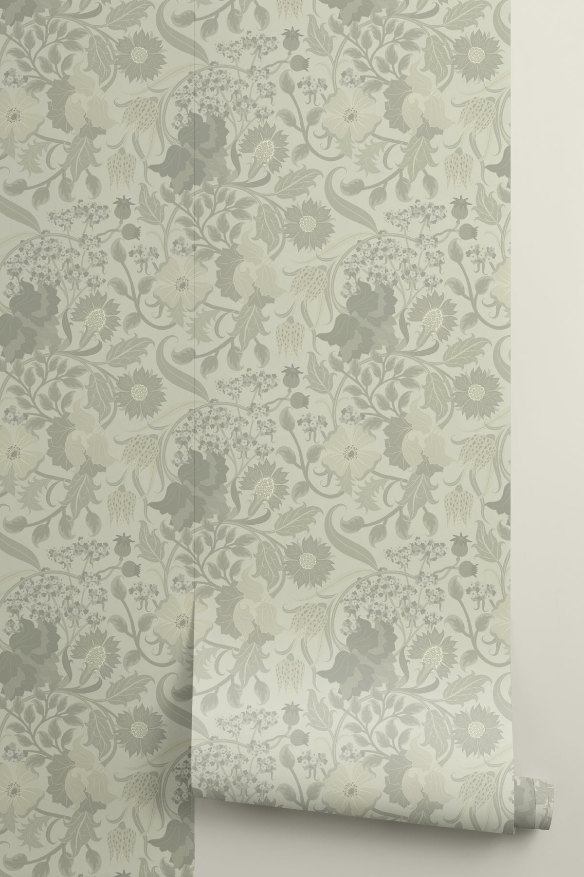 Roll of The Thistle Manor wallpaper in sage green