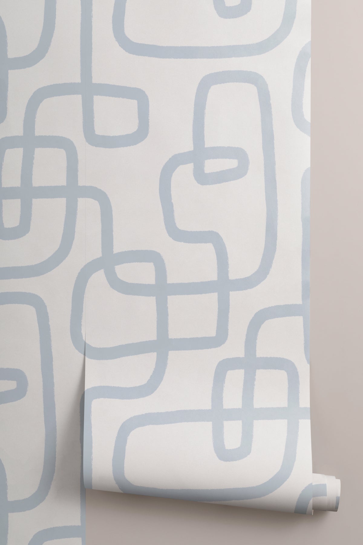 Roll of The Wandering Line wallpaper in pale blue, another angle