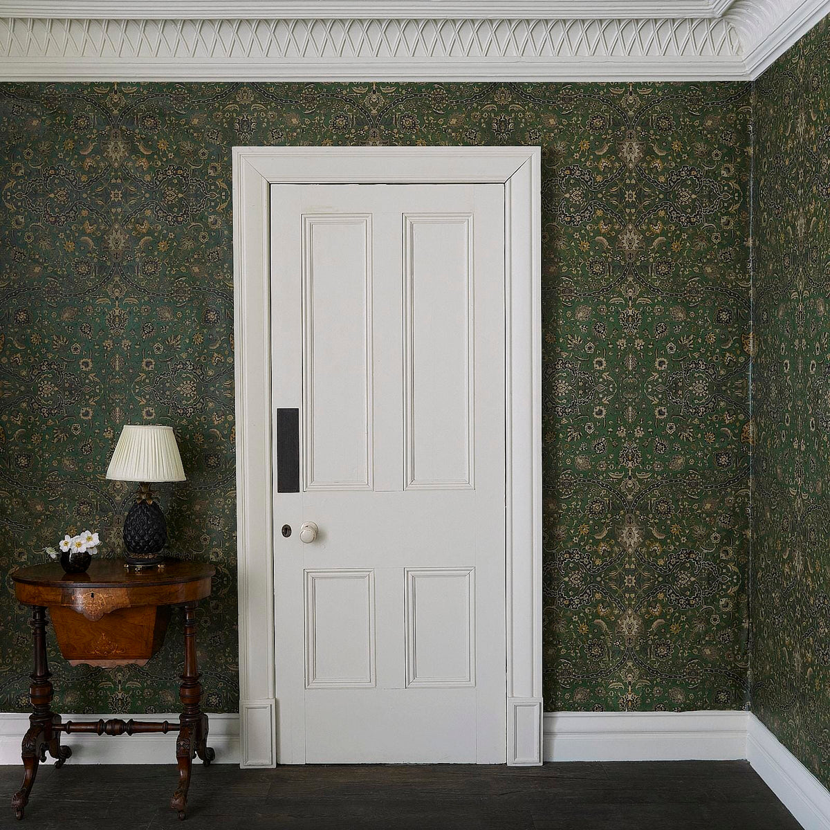 The Zanjan Soft | Juniper Green Luxe — hung-wall roomshot