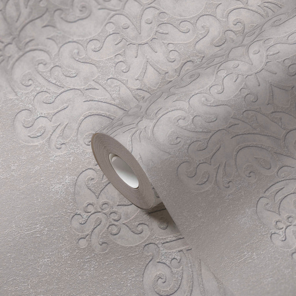 The Venetian Damask | Taupe & Shimmering Silver Luxe