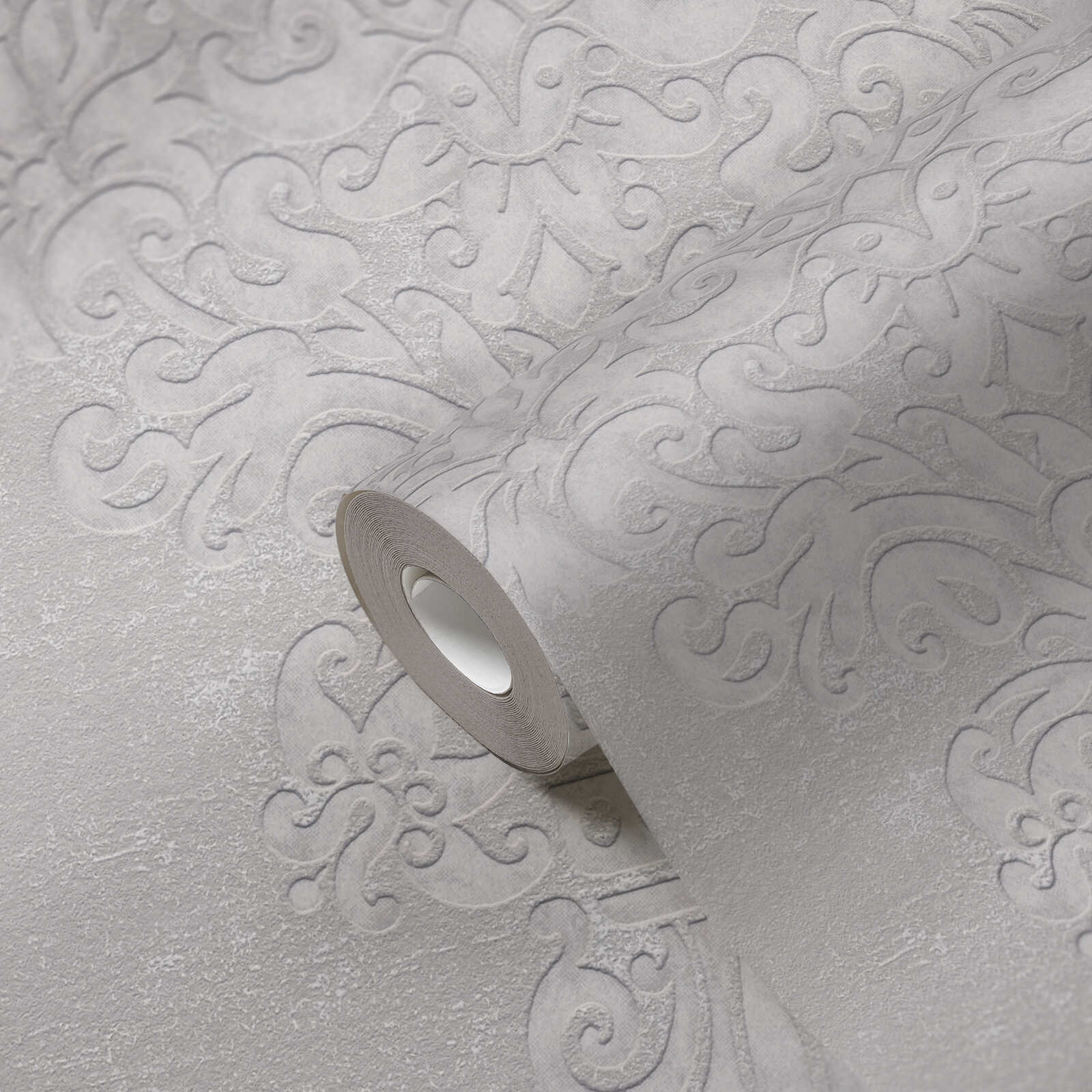 The Venetian Damask | Taupe & Shimmering Silver Luxe