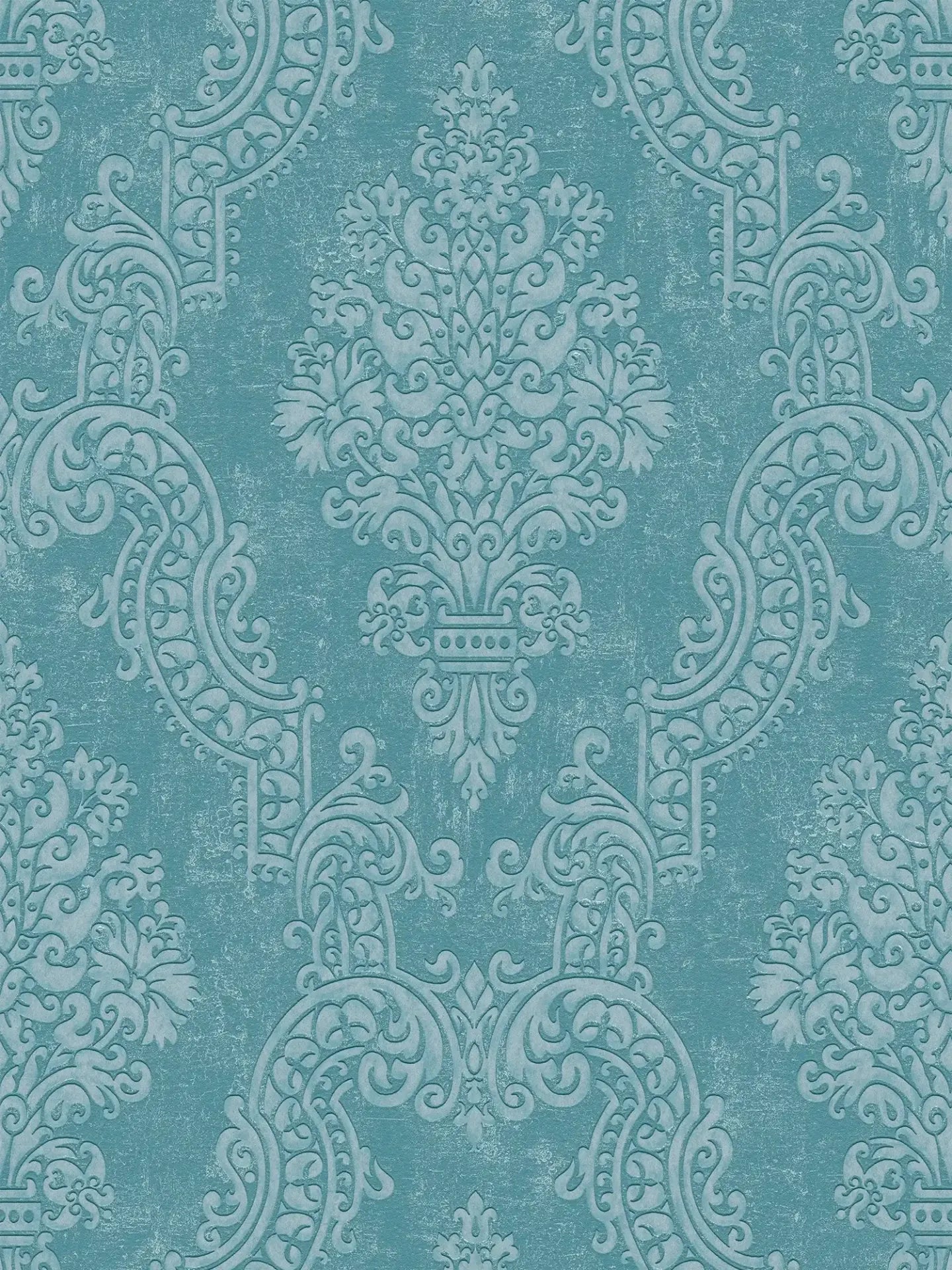 The Venetian Damask | Turquoise &amp; Shimmering Silver Luxe