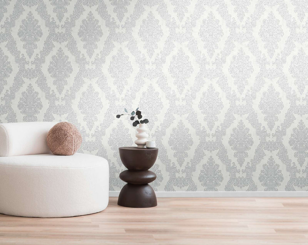 The Venetian Damask | Silver & Luminescent White Luxe