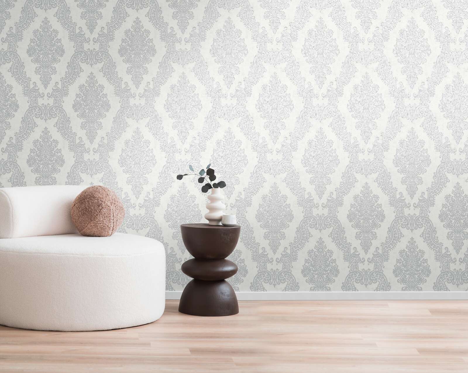 The Venetian Damask | Silver & Luminescent White Luxe