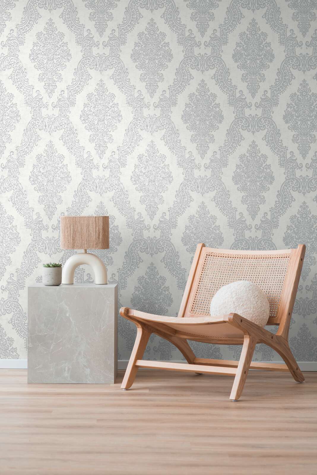 The Venetian Damask | Silver & Luminescent White Luxe